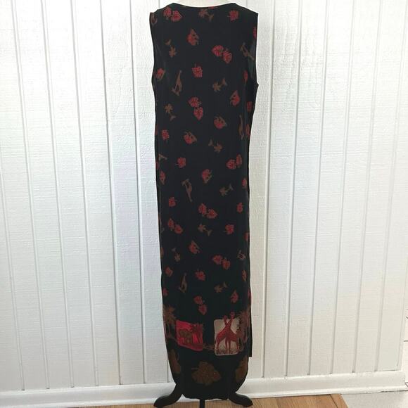 Caribou Women Sleeveless Maxi Dress Tribal Summer Vacation Animal Black Size XL - Picture 6 of 6